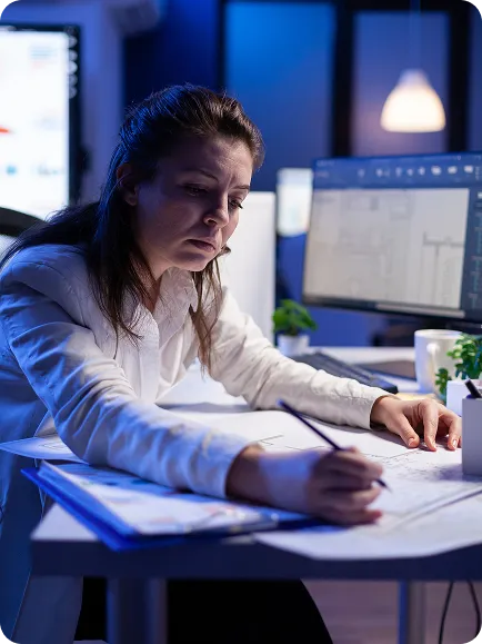 Woman working on computer