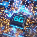 Chip eletrônico com a inscrição "6G" em destaque, simbolizando avanços tecnológicos e a próxima geração de conectividade móvel.