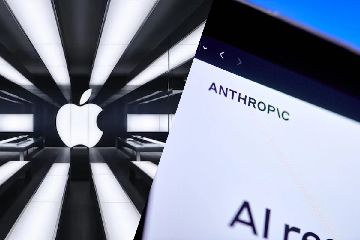 Image of the apple company logo and anthropic logo
