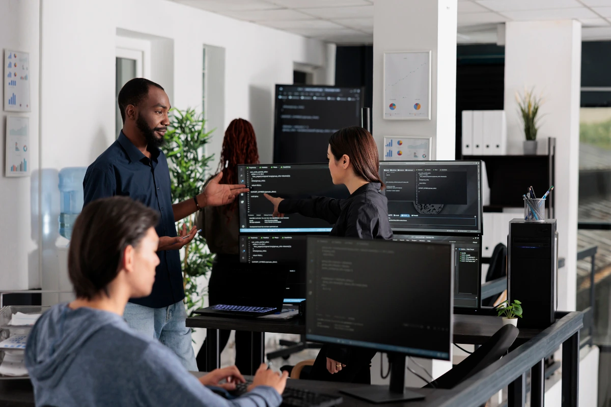 A software development team working 