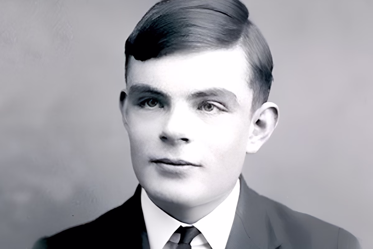 Portrait of Alan Turing, British mathematician considered the father of modern computing and artificial intelligence