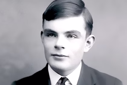 Retrato de Alan Turing, matemático britânico considerado o pai da computação moderna e da inteligência artificial