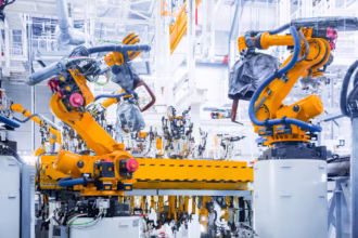 Máquinas industriais representando a indústria 4.0