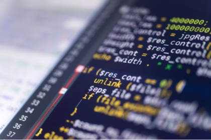 PHP code displayed on a computer screen, representing web application development and programming.